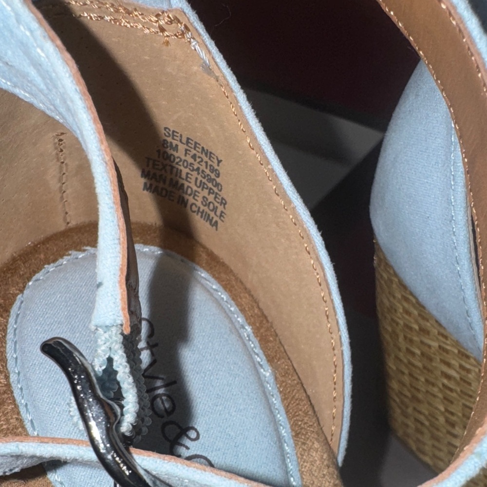 Style & Co. Blue Floral Embroidered Wedges - Picture 4 of 16